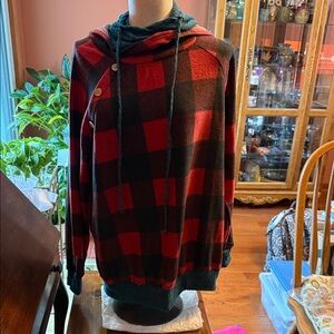 White Birch Red and Black Checkered Hoodie